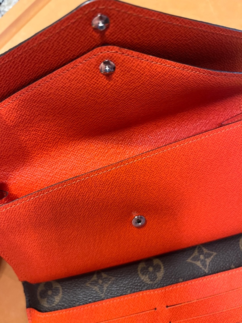 Louis Vuitton Monogram Canvas Wallet with Orange Epi Leather Flap - Picture 8 of 11